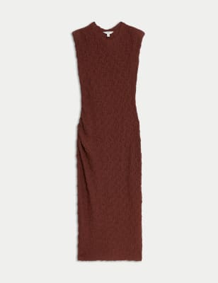 

M&S Collection Vestido bodycon maxi a media pierna de algodón texturizadoWomens - Conker, Conker