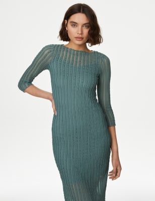 Jersey Textured Midi Column Midi Dress - FR