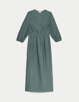 Pleated V-Neck Midaxi Wrap Dress 4 of 6