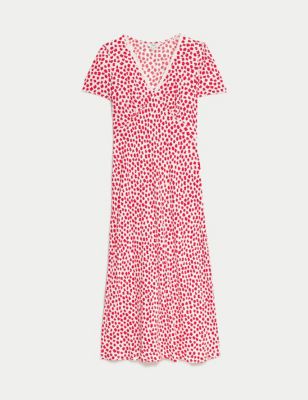 Lace Printed V-Neck Midaxi Tea Dress
