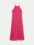 Teksturowana sukienka midaxi na ramiączkach, mieszanka z przewagą bawełny