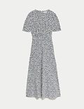 Printed Puff Sleeve Midaxi Tea Dress