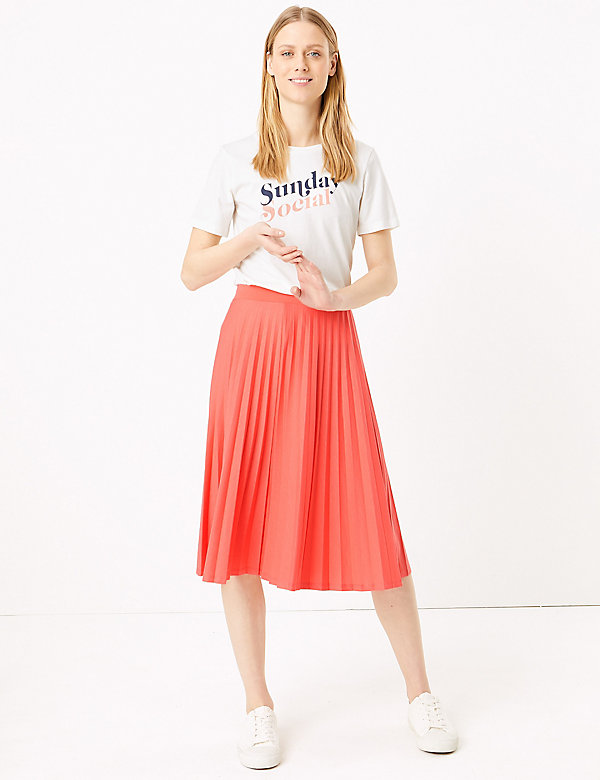 Jersey Pleated Midi Skirt - US