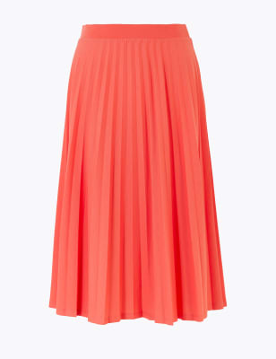 Pink jersey pleated outlet midi skirt