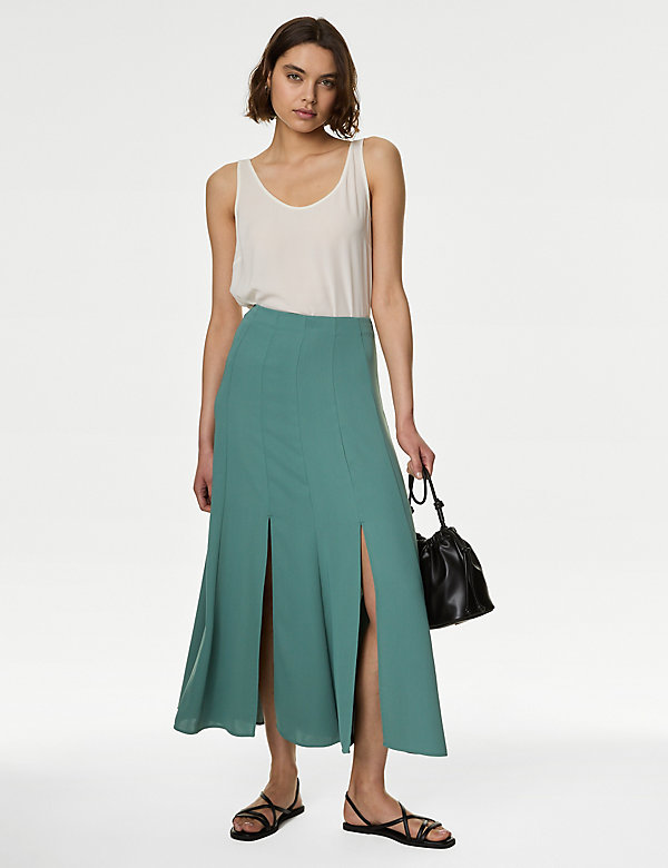 Seam Detail Maxi A-Line Skirt - US