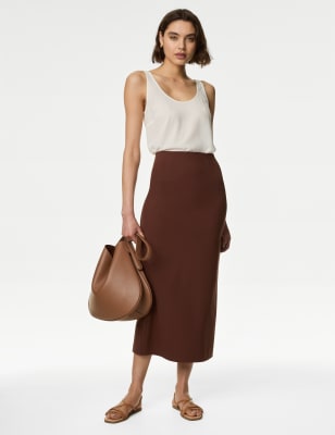 M&S Womens Maxi Pencil Skirt - 12PET - Chocolate, Chocolate