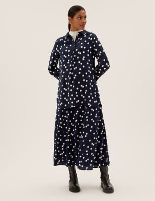 

Womens M&S Collection Polka Dot Midi A-Line Skirt - Navy Mix, Navy Mix