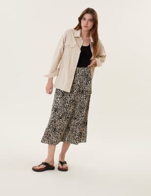 

Womens M&S Collection Animal Print Midaxi A-Line Skirt - Brown Mix, Brown Mix