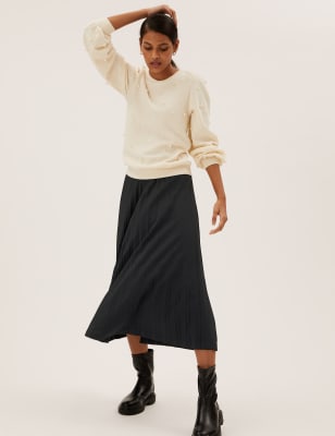 

Womens M&S Collection Pleated Midaxi Skirt - Black, Black