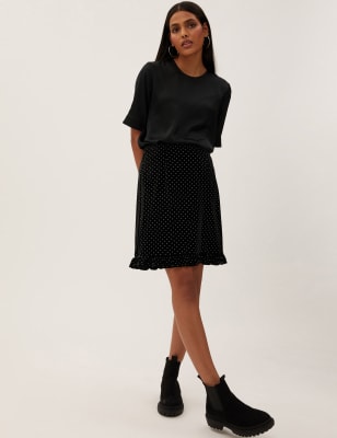 

Womens M&S Collection Velvet Studded Mini A-Line Skirt - Black, Black