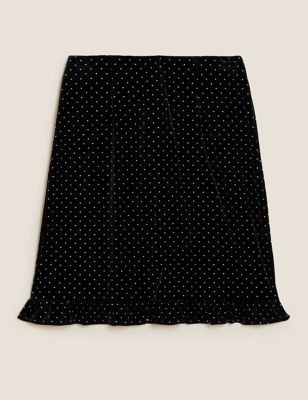 M&S Womens Velvet Studded Mini A-Line Skirt