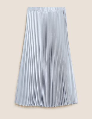 M&S Womens Satin Pleated Midaxi Skirt