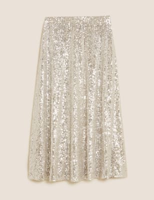 

Womens M&S Collection Sequin Midaxi A-Line Skirt - Gold, Gold