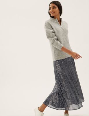 

Womens M&S Collection Sequin Midaxi A-Line Skirt - Grey, Grey