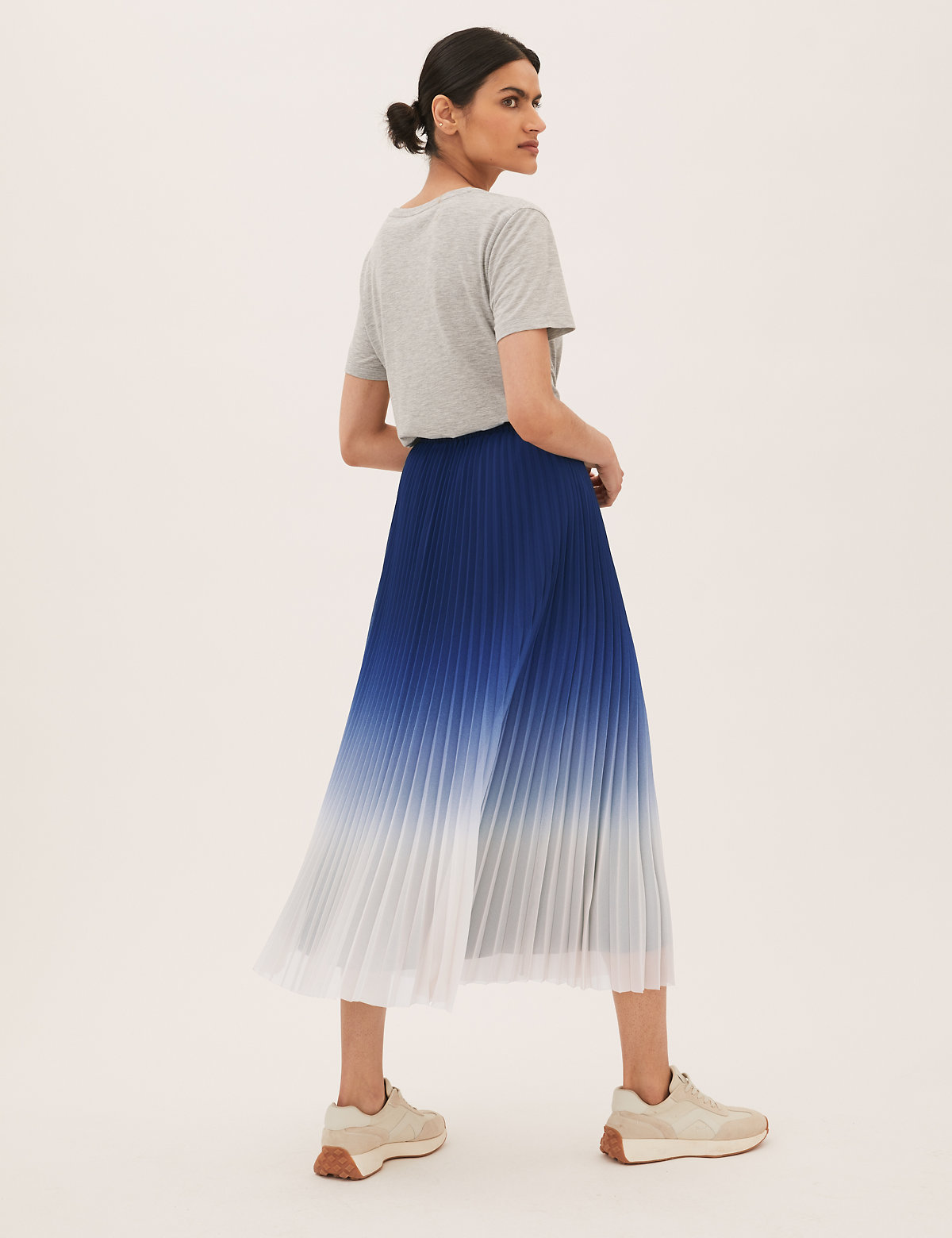 Ombre Pleated Midaxi Skirt