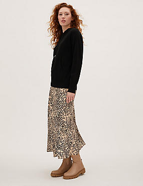 Animal Print Midaxi Slip Skirt