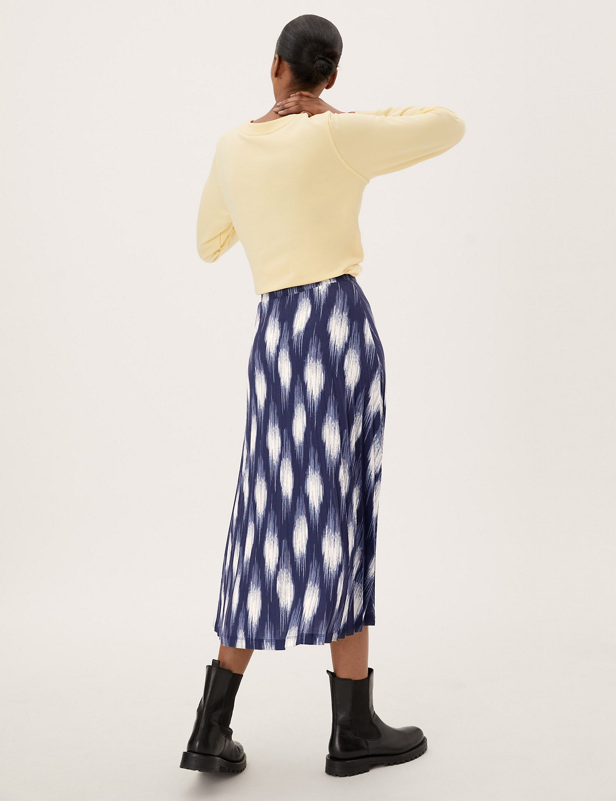 Jersey Printed Pleated Midaxi Skirt