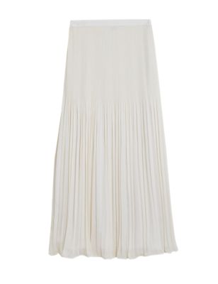 

Womens M&S Collection Plisse Pleated Maxi Skirt - Ivory, Ivory