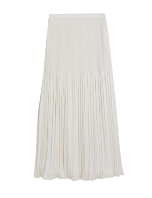 

Womens M&S Collection Plisse Pleated Maxi Skirt - Ivory, Ivory