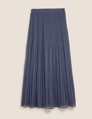 Womens M&S Collection Plisse Pleated Maxi Skirt - Grey, Grey