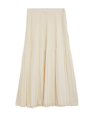 

Womens M&S Collection Midaxi-Plisseerock - Ivory, Ivory