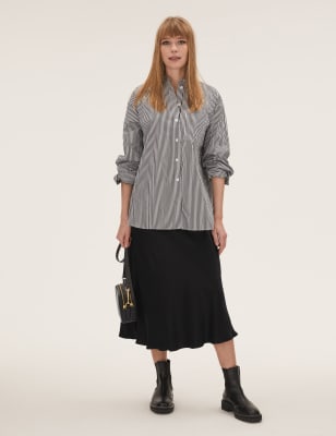 

M&S Collection Falda maxi a media pierna estilo combinación de saténWomens - Black, Black