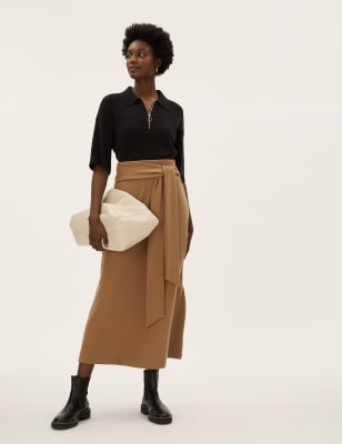 

Womens M&S Collection Belted Midaxi A-Line Skirt - Camel, Camel