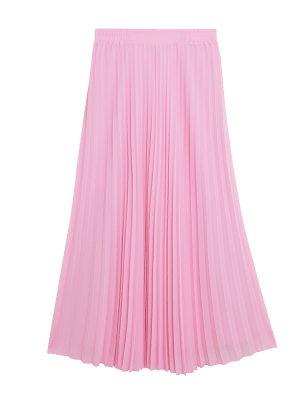 

Womens M&S Collection Pleated Midaxi Skirt - Pink, Pink