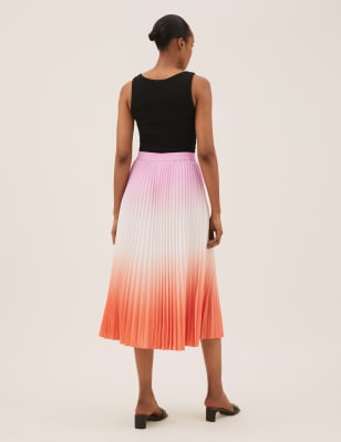 Ombre Pleated Midaxi Skirt