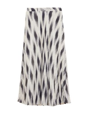 

Womens M&S Collection Printed Pleated Midaxi Skirt - Ivory Mix, Ivory Mix