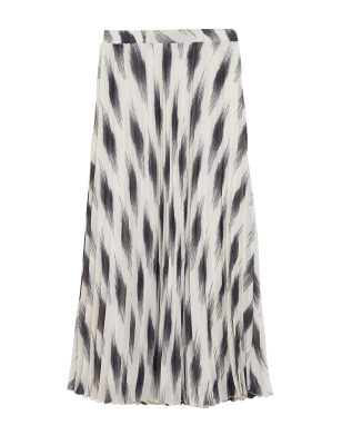 

Womens M&S Collection Printed Pleated Midaxi Skirt - Ivory Mix, Ivory Mix