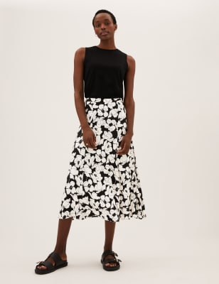 Floral skirt outlet midi length