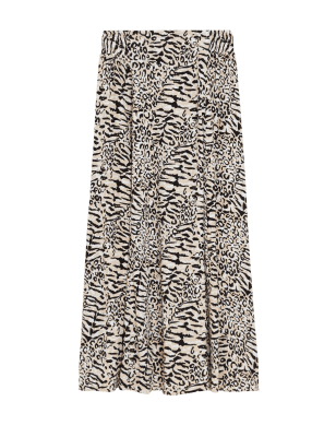 

Womens M&S Collection Animal Print Midaxi A-Line Skirt - Natural Mix, Natural Mix