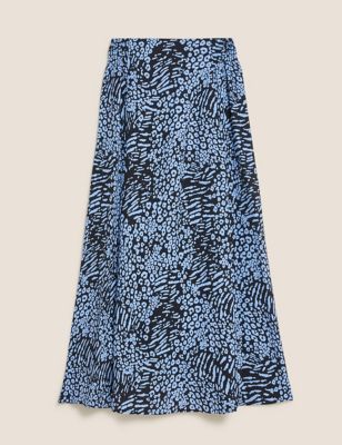 M&S Womens Animal Print Midaxi A-Line Skirt