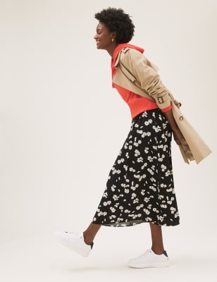 

Womens M&S Collection Floral Midaxi A-Line Skirt - Black Mix, Black Mix