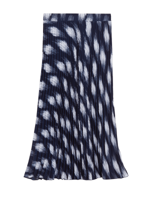 

Womens M&S Collection Printed Pleated Midaxi Skirt - Navy Mix, Navy Mix