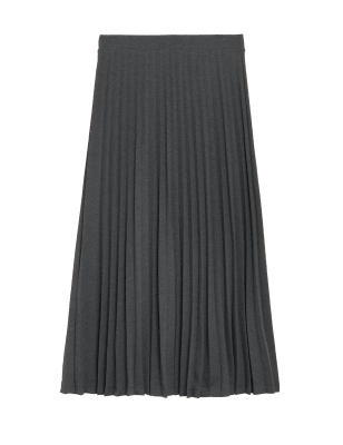 

Womens M&S Collection Jersey Pleated Midaxi Skirt - Grey Marl, Grey Marl