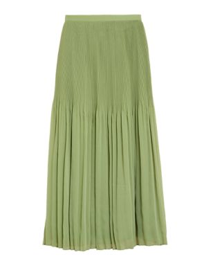 

Womens M&S Collection Plisse Pleated Midaxi Skirt - Green, Green