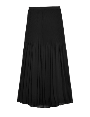 

Womens M&S Collection Plisse Pleated Midaxi Skirt - Black, Black