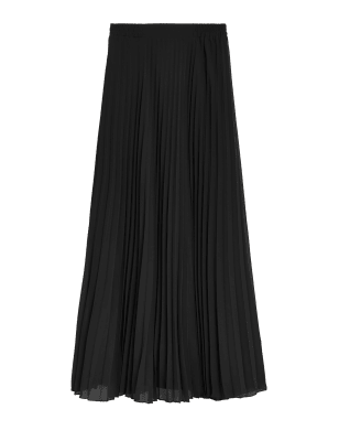 

Womens M&S Collection Midaxi-Plisseerock - Black, Black