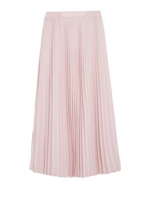 

M&S Collection Falda maxi a media pierna plisadaWomens - Pink, Pink