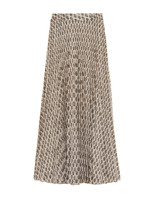 

Womens M&S Collection Printed Pleated Maxi Skirt - Spice Mix, Spice Mix