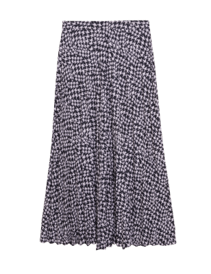 

Womens M&S Collection Dogtooth Pleated Midaxi Skirt - Black Mix, Black Mix