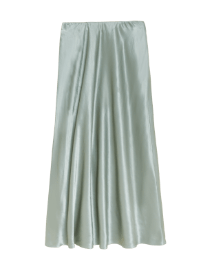 

M&S Collection Falda maxi a media pierna estilo combinación de saténWomens - Green, Green