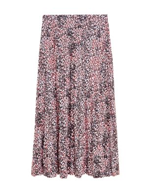 

Womens M&S Collection Jersey Animal Print Pleated Midi Skirt - Pink Mix, Pink Mix