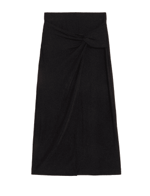 

Womens M&S Collection Jersey Sparkly Knotted Midi Pencil Skirt - Black Mix, Black Mix