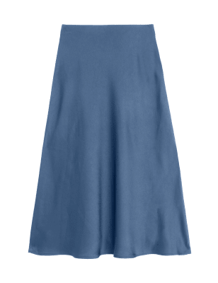 

Womens M&S Collection Midaxi-Unterrock aus Satin - Blue, Blue