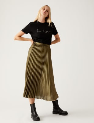 Marks and spencer metallic pleated outlet skirt