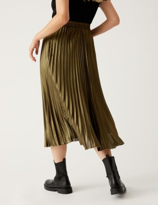 Marks and spencer metallic pleated outlet skirt