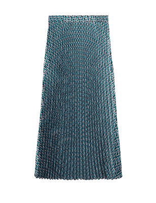 

Womens M&S Collection Satin Geometric Pleated Midaxi Skirt - Multi, Multi